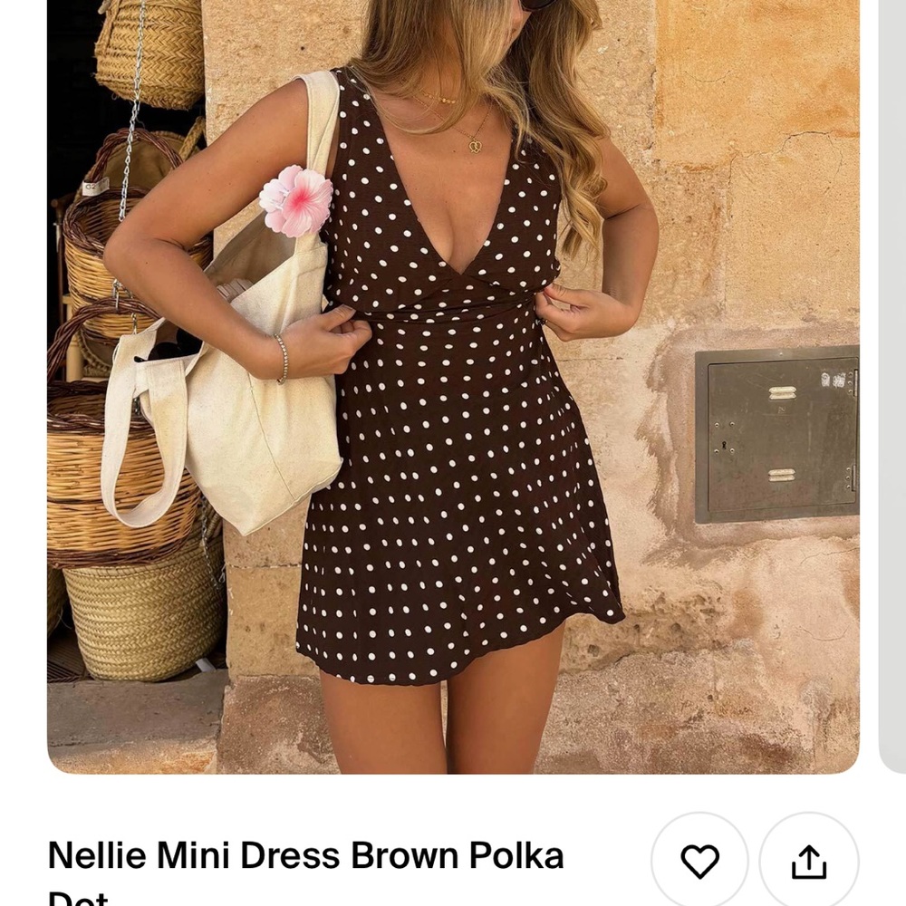 Nellie mini dress brown polka dot